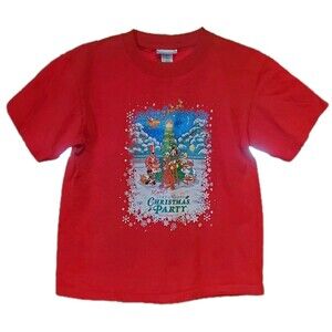 2006  Mickey's Very Merry Christmas Party Youth M Disney World T-Shirt Red USA